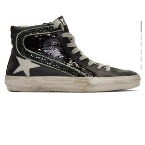 Golden goose black sequin slide sneaker